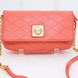 Marc by Marc Jacobs Coral Quilted Crossbody Bag Gold Hardware Chain Accent